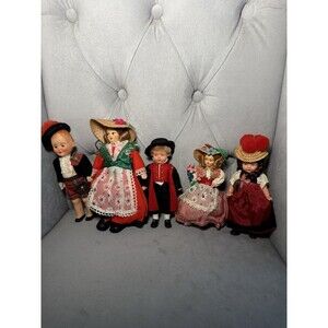 Vtg Folk Costume Dolls Lot of 5 | European Traditional Dress | Sleep Eyes Doll